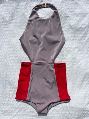 NWT Kore Swim Minerva Malliot One Piece Swimsuit in Mars Red and Mauve, S
